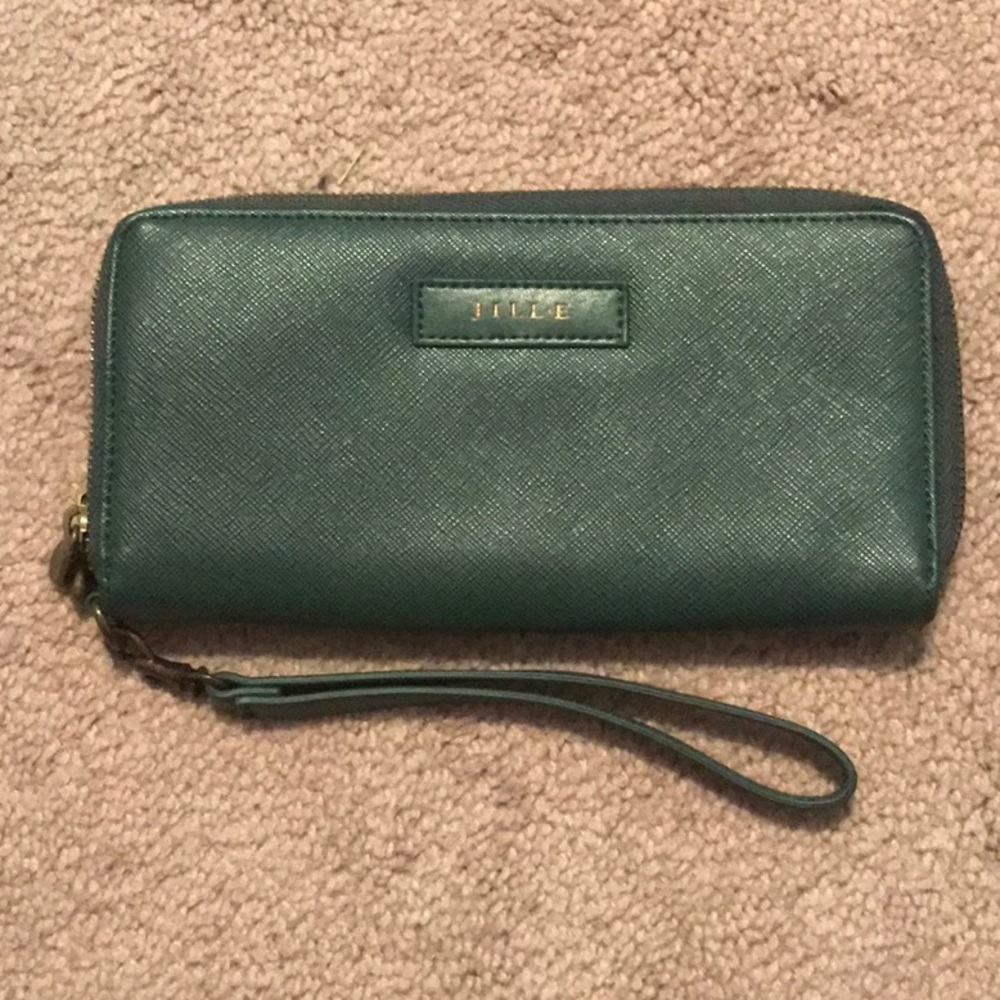 Jill E Dark Green Wristlet, RFID, New